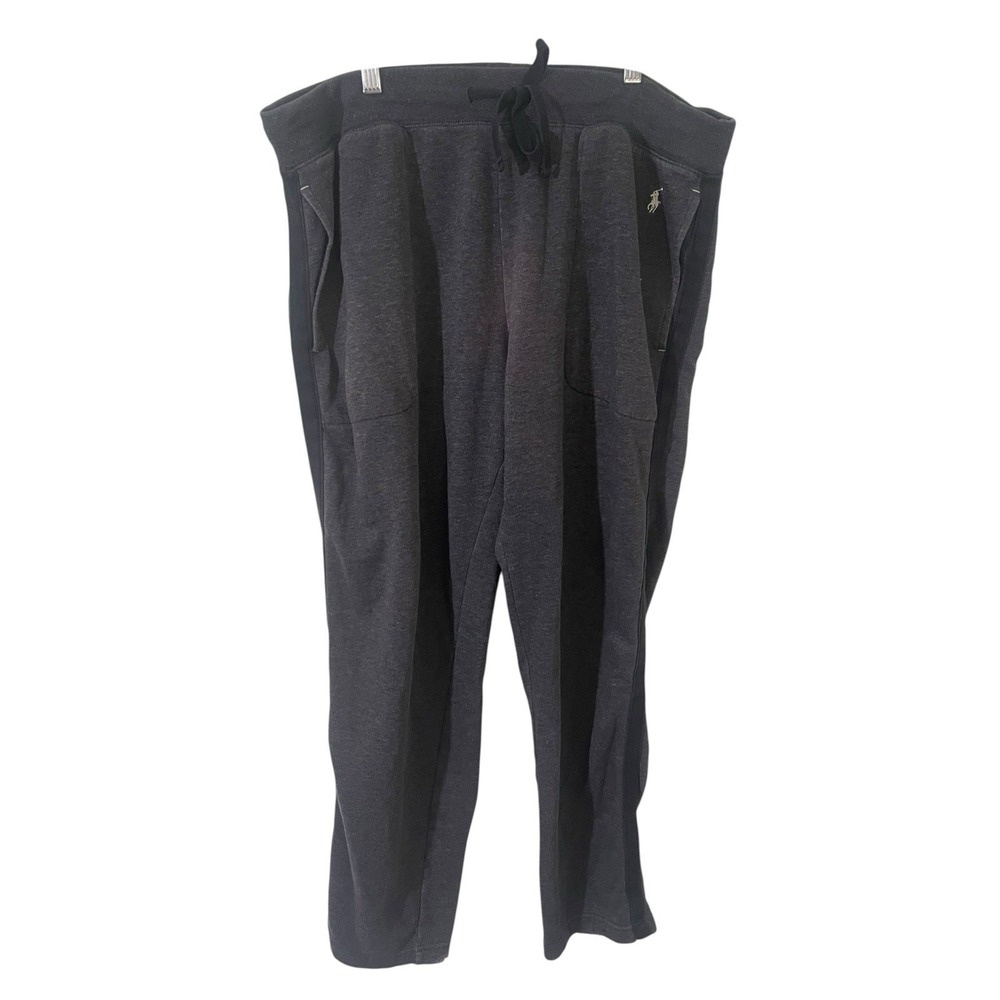 Polo Ralph Lauren Men's Large Grey Fleece Lined Sweatpants Side Stripe Lounge